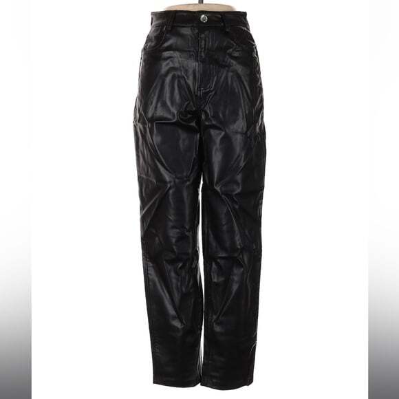 Zara Straight Faux Leather Pants Size 2 New - Picture 2 of 5